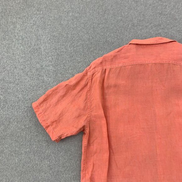 Daniel Cremieux Button Shirt Mens Medium Linen Short Sleeve Salmon Color - Picture 11 of 13